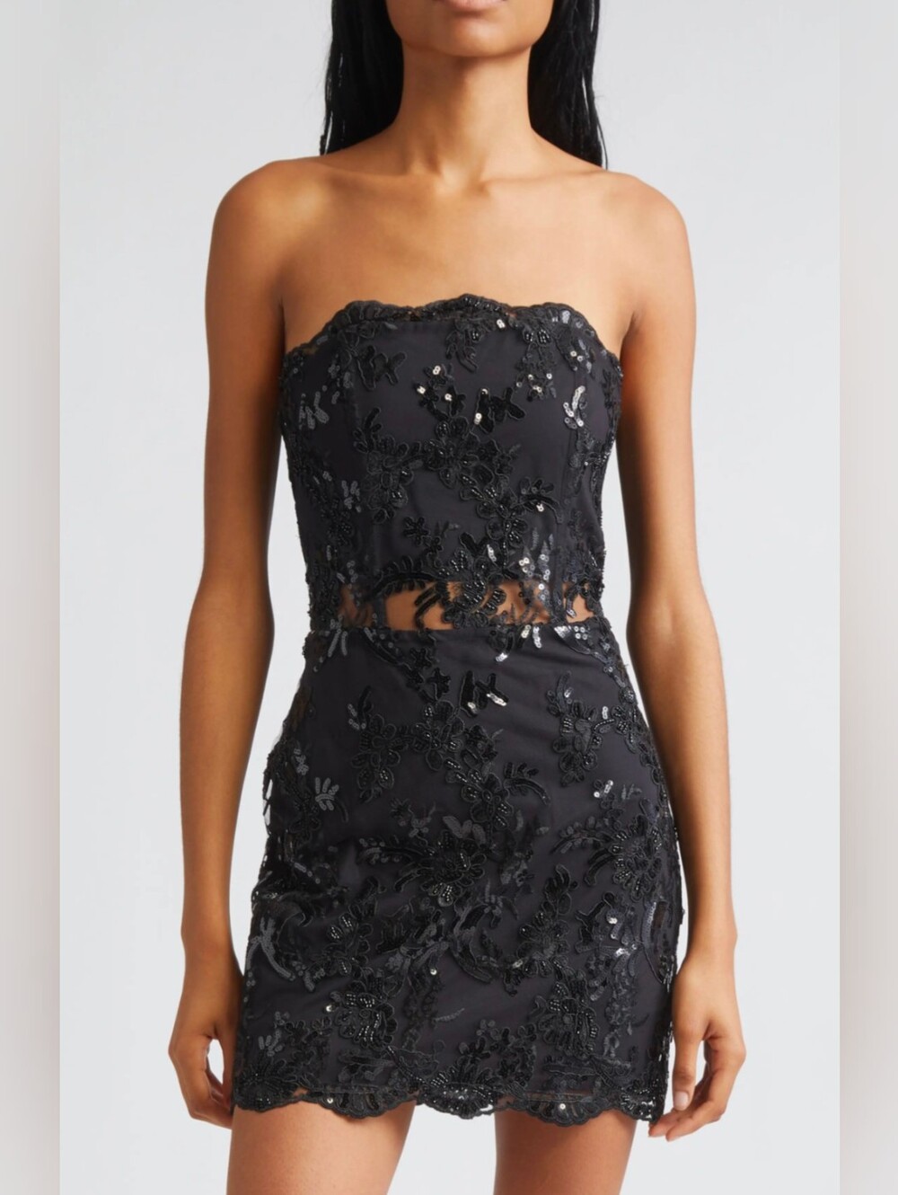 Alice + Olivia Georgie Sequin Lace Corset Strapless Minidress - Size 6